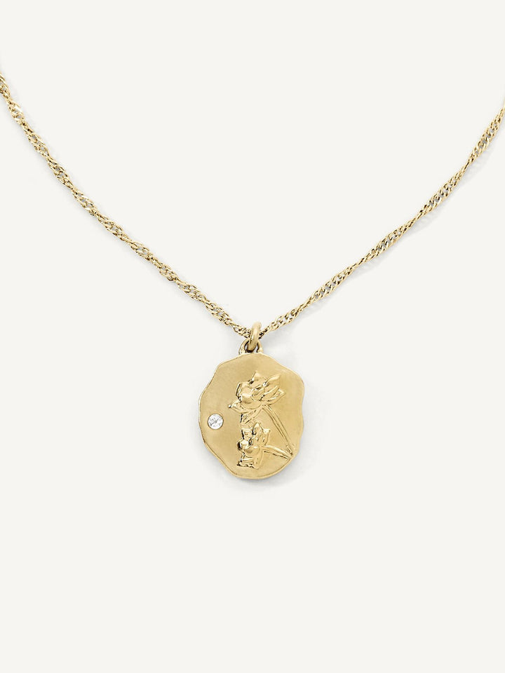 Elisajewels July Water Lily Birth Flower Pendant Necklace