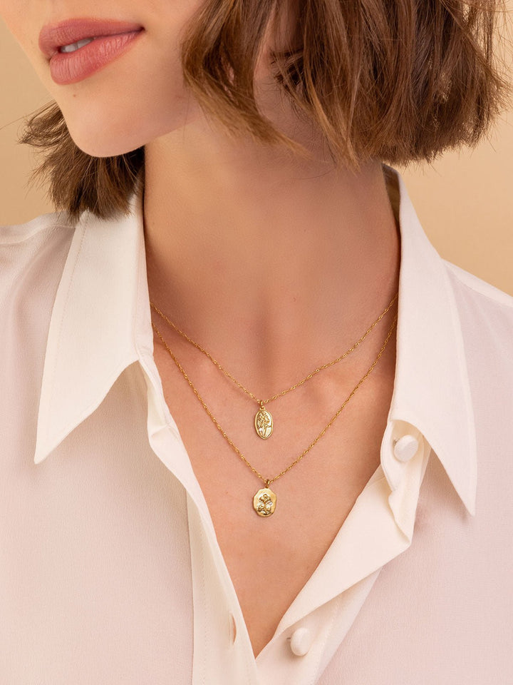 Elisajewels December Narcissus and September Morning Glory Birthflower Pendant Necklace